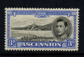 Ascension 1938/53 3d Black And Ultramarine Kgvi - Sg 42 - Mounted