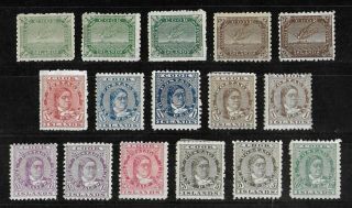 Cook Islands 1893 - 1919 Hinged Set Of 16 Stamps Unchecked High Cv