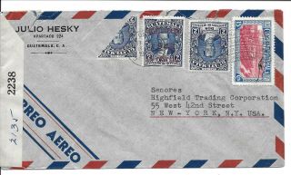 Guatemala Postal History Wwii Censored Cover Addr Usa Canc Yrs 