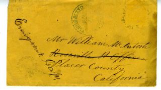 1850s - 70s Us Cover Emigrant Gap Ca Manuscript Cancel