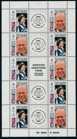 1991 Pitcairn Island Royal Birthdays Sheetlet Fine Mnh