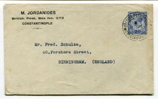 Uk 1920 British Post Office Constantinople - George V - Cover To Birmingham -