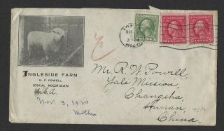 China Roc 1920 Cover From Us To Changsha (长沙)
