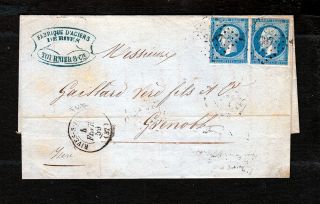1859 France Folded Letter Sheet W/two Imperfs.  982p