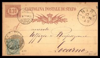 Mayfairstamps Italy 1878 Intra To Locarno Uprated Postal Stationery Card Wwb1184