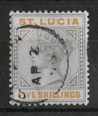 St Lucia 1891 - 1898 5/ - Dull Mauve & Orange Sg 51 Cv £160