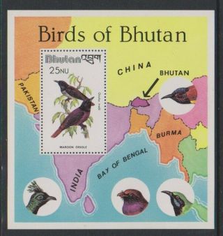 Bhutan - 1982,  Maroon Oriole Birds Sheet - Mnh - Sg Ms449