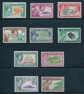 Pitcairn 1 - 8 (10) 1940,  1951 George Vi Definitive Set Of 10 Vf Nh