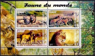 Burundi 2011 Panther Lions African Animals Wild Cats Wildlife M/s Mnh
