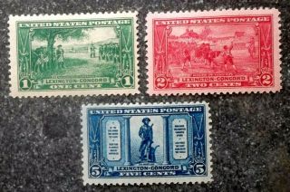 Buffalo Stamps: Scott 617 - 619 Lexington - Concord,  Nh/og & F/vf - Vf,  Cv = $55