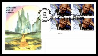 Mayfairstamps Us Fdc 2005 Yip Harburg Over The Rainbow Block First Day Cover Wwb