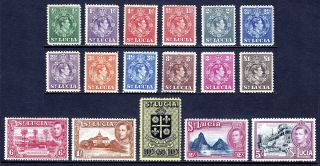 St.  Lucia — Scott 110 - 126 (sg 128 - 141) — 1938 - 48 Kgvi Set — Mh — Scv $54.  95