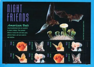 Usa - Scott 3661 - 3664 - Vfmnh - Top Plate Block Of 8 - Night Friends - Bats 2002