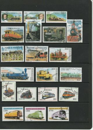 Trains Locomotives Rail Transport Thematic Stamps 4 Scans (2214)