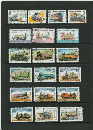 Trains Locomotives Rail Transport Thematic Stamps 4 SCANS (2214) 2