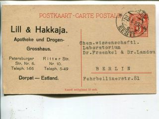 Estonia 9 Mk Postal Card To Germany 23.  1.  1925