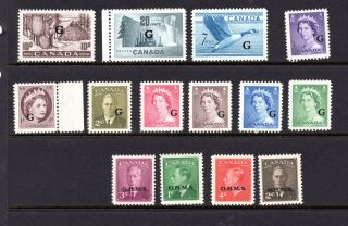 14 Canada Official G Overprint Stamps Sc O12 - O14 O17 O40 O31 O30 O26 Id 1760