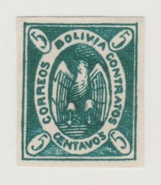 Bolivia 1866 Contractor Privat Local Post Green Imperforated