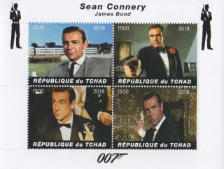 James Bond 007 Sean Connery Tchad 2018 Mnh Stamp Sheetlet