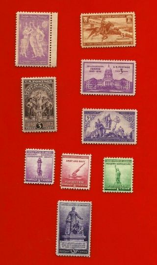 9 Us Stamps Year Set 1940 Scott 894 - 902 Mnh,  Lot Us - 1117