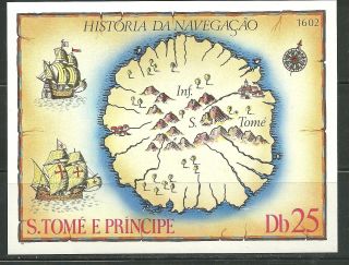 St Thomas And Prince 540 Mnh S/s Map Of St Thomas And Prince Scv 10.  00
