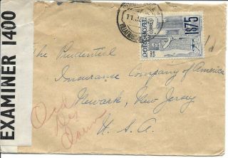 Portugal Postal History Wwii Censored Cover Addr Usa Canc Yrs 