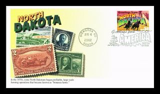 Dr Jim Stamps Us North Dakota Greetings From America First Day Mystic Cover