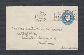 Uk 1938/9 Two 2&1/2d Postal Stationery Covers London To Montevideo Uruguay