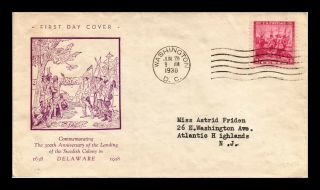 Dr Jim Stamps Us Delaware Swedish Colony Fdc Cover Fidelity Scott 836