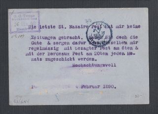 VENEZUELA 1890 10C POSTAL STATIONERY CARD PUERTO CABELLO TO HAMBURG GERMANY 2