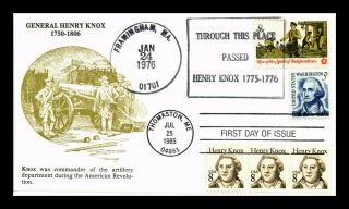 Dr Jim Stamps Us General Henry Knox Fdc Combo Cover Special Cancel
