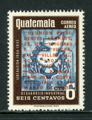 Guatemala Scott C266 Mnh Ovpt Meeting Of Jfk With Central American Pres.  Cv$6,
