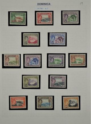 Dominica Stamps 1938 - 47 Set Of 14 To 10/ - H/m (y158)