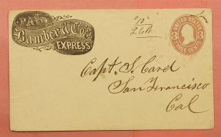 1860s Bamber & Co Express Stationery San Francisco Ca Cancel 117580