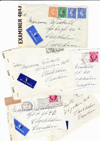 Gb 1944/5 17 Air Mail Covers From Norwegian Air Force To Sweden Censor Norway