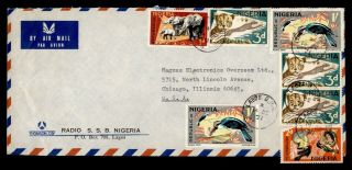 Dr Who 1971 Nigeria Lagos To Usa Multi Franked Air Mail Cheetah Elephant C122792