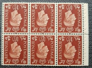 1937 1½d Red - Brown Sg464c Wi Qb21 Booklet Pane,  Wmk Inverted Mnh.  Unmounted