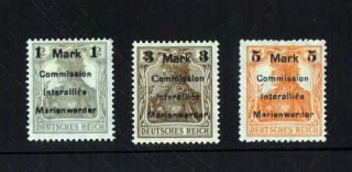 Germany / 1920 - Germany Marienwerder Mi 22,  24,  25 Mh One Signed 1 Mk