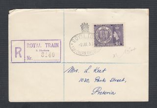 Southern Rhodesia 1953 Registered Royal Train Cover To Pretoria South Africa