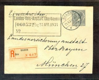 Netherlands 1934 Registered Cover To Germany / 2 Sans