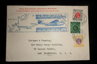 Hong Kong Imperial Airways First Flight Cover To Usa