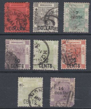 Hong Kong 1885,  Sel.  Surcharges,  7c On Ten Cents,  14c On Thirty,  1898 10c On 30c Etc