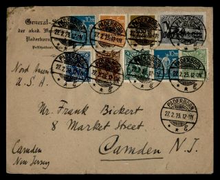 Dr Who 1923 Germany Paderborn To Usa Multi Franked C127597