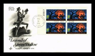 Dr Jim Stamps Us Legend Of Sleepy Hollow Plate Block Fdc Cover Art Craft
