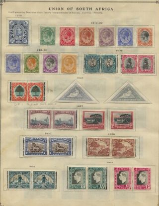 South Africa 1910 - 1940 2 Pages Of Mh,  Pairs,  Singles,  Values To 1/ - Cv $226