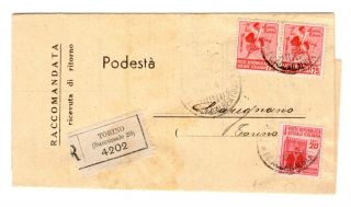 Italy Italian Rsi 1945 Postal History Registered Cover