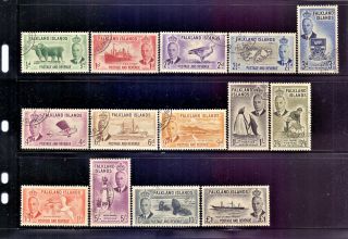 1952 Falkland Islands Full Set Of 14 Stamps To £1.  00 Very Fine Mlh