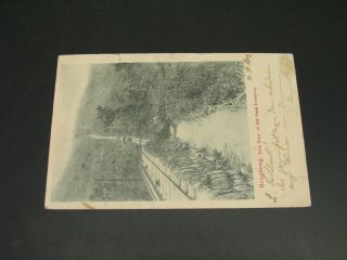 Hong Kong 1903 picture postcard to Germany wrinkles 3117 2