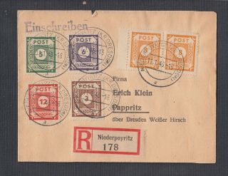 Germany Soviet Zone 1946 Registered Cover Niederpoyritz To Pappritz