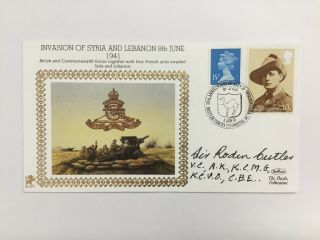 Roden Cutler Vc Signed 1991 Benham Wwii Syria & Lebanon Cover